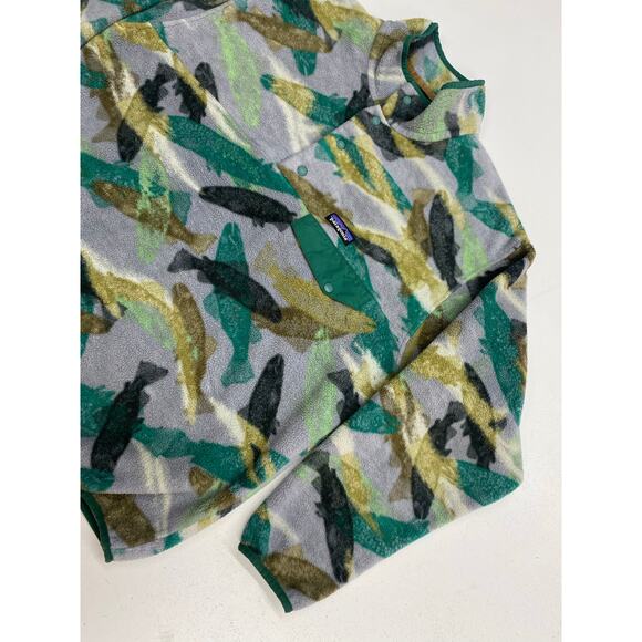 RARE Men Patagonia Synchilla Snap-T trout fish all-over graphic fleece pullover - Picture 2 of 6